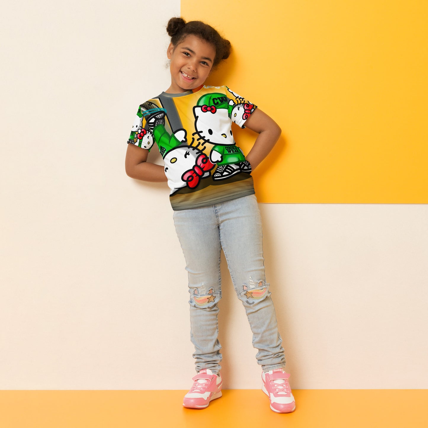 Breakdance Kitty Kids crew neck t-shirt